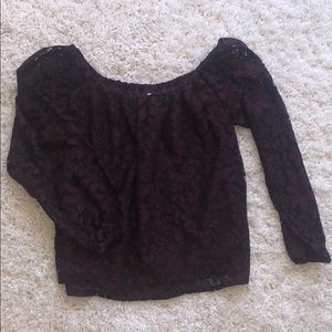 dark purple off the shoulder